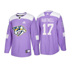 Nashville Predators #17 Scott Hartnell Purple 2018 Adidas Authentic Hockey Fights Cancer Jersey