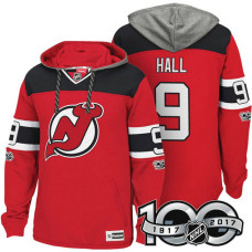 New Jersey Devils #9 Taylor Hall Red Anniversary Classic Patch Hoodie