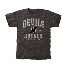 New Jersey Devils Black Black Camo Stack Tri-Blend T-Shirt