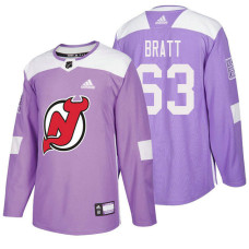 New Jersey Devils #63 Jesper Bratt Purple Hockey Fights Cancer Authentic Jersey