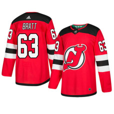 New Jersey Devils #63 Red Authentic Home Jesper Bratt Jersey