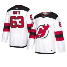 New Jersey Devils #63 White Authentic Away Jesper Bratt Jersey