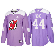 New Jersey Devils #44 Miles Wood Purple Hockey Fights Cancer Authentic Jersey