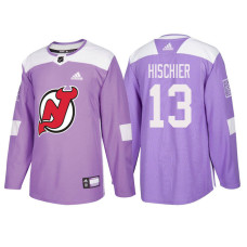 New Jersey Devils #13 Nico Hischier Purple Hockey Fights Cancer Authentic Jersey