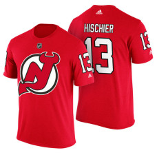 New Jersey Devils #13 Nico Hischier Red Adidas Player Jersey Style T-shirt