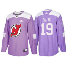 New Jersey Devils #19 Travis Zajac Purple Hockey Fights Cancer Authentic Jersey