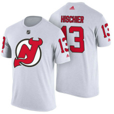 New Jersey Devils #13 Nico Hischier White Adidas Player Jersey Style T-shirt