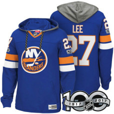 New York Islanders #27 Anders Lee Royal 2017 Anniversary Patch Hoodie