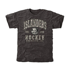 New York Islanders Black Camo Stack Tri-Blend T-Shirt