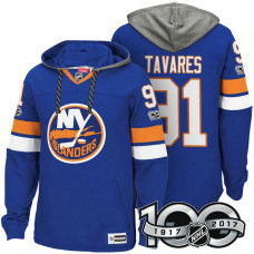 New York Islanders #91 John Tavares Royal 2017 Anniversary Patch Hoodie