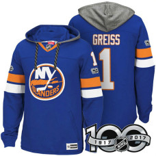 New York Islanders #1 Thomas Greiss Royal 2017 Anniversary Patch Hoodie