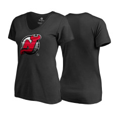 Women's New York Islanders Black V-neck Midnight Mascot Team T-shirt