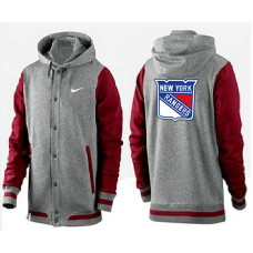 New York Rangers Gray/Cardinal Join In The Club Button Up Varsity Jacket