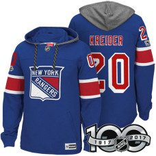 New York Rangers #20 Chris Kreider Royal 2017 Anniversary Patch Hoodie