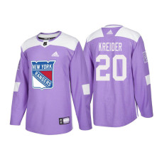 New York Rangers #20 Chris Kreider Purple 2018 Adidas Authentic Hockey Fights Cancer Jersey