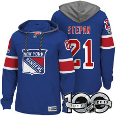 New York Rangers #21 Derek Stepan Royal 2017 Anniversary Patch Hoodie