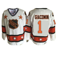 New York Rangers #1 Eddie Giacomin White 1981 ALL Star Throwback Jersey