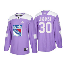 New York Rangers #30 Henrik Lundqvist Purple 2018 Adidas Authentic Hockey Fights Cancer Jersey