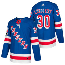 New York Rangers #30 Henrik Lundqvist Royal 2018 New Season Home Authentic Jersey With Anniversary Patch