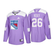 New York Rangers #26 Jimmy Vesey Purple 2018 Adidas Authentic Hockey Fights Cancer Jersey