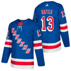 New York Rangers #13 Kevin Hayes Royal 2018 New Season Home Authentic Jersey With Anniversary Patch