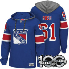 New York Rangers #61 Rick Nash Royal 2017 Anniversary Patch Hoodie