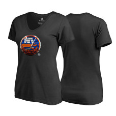 Women's New York Rangers Black V-neck Midnight Mascot Team T-shirt