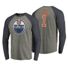 Edmonton Oilers Father's Day Greatest Dad Raglan Tri-Blend Long Sleeve Heathered Gray T-Shirt