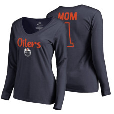 Edmonton Oilers 2018 Fanatics Mother's Day Number 1 Mom long sleeve T-Shirt Navy