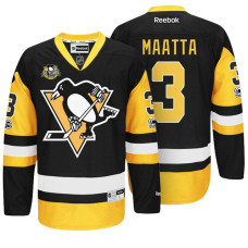 Penguins #3 Olli Maatta Black 100th Patch Premier Jersey