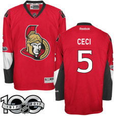 Ottawa Senators #5 Cody Ceci Red 2017 Anniversary Patch Player Jersey