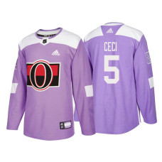 Ottawa Senators #5 Cody Ceci Purple 2018 Adidas Authentic Hockey Fights Cancer Jersey