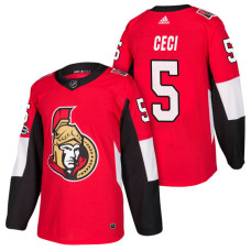 Ottawa Senators #5 Cody Ceci Red 2018 New Season Home Authentic Jersey With Anniversary Patch