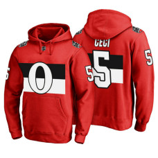 Ottawa Senators #5 Cody Ceci Red 100 Classic Pullover Hoodie