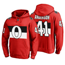 Ottawa Senators #41 Craig Anderson Red 100 Classic Pullover Hoodie