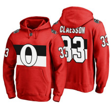 Ottawa Senators #33 Fredrik Claesson Red 100 Classic Pullover Hoodie