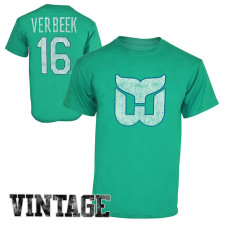 Carolina Hurricanes Pat Verbeek #16 Kelly Green Alumni Player Vintage Heathered T-Shirt