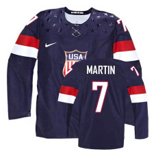 USA Team Paul Martin #7 Navy Blue Away Premier Olympic Jersey