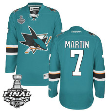 San Jose Sharks Paul Martin #7 Teal 2016 Stanley Cup Home Champions Jersey