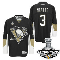 Pittsburgh Penguins #3 Olli Maatta Black Stanley Cup Champions Home Throwback Jersey