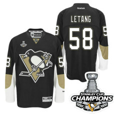 Pittsburgh Penguins #58 Kris Letang Black Stanley Cup Champions Home Throwback Jersey