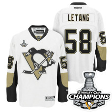 Pittsburgh Penguins #58 Kris Letang White Stanley Cup Champions Away Throwback Jersey