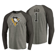 Pittsburgh Penguins Father's Day Greatest Dad Raglan Tri-Blend Long Sleeve Heathered Gray T-Shirt