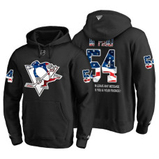 Pittsburgh Penguins #54 Thomas Di Pauli Banner Wave USA Flag with Message Black Hoodie