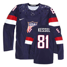 Women's USA Team Phil Kessel #81 Navy Blue Away Premier Olympic Jersey