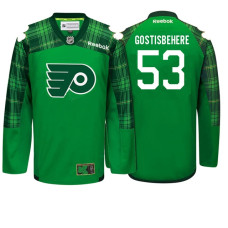 Philadelphia Flyers #53 Shayne Gostisbehere Kelly Green Patty's Pride St. Patrick's Day Jersey