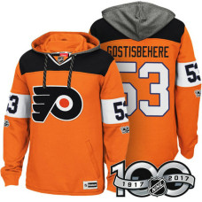 Philadelphia Flyers #53 Shayne Gostisbehere Orange Anniversary Classic Patch Hoodie