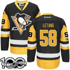 Pittsburgh Penguins #58 Kris Letang Black 2017 Anniversary Patch Player Jersey