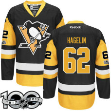 Pittsburgh Penguins #62 Carl Hagelin Black 2017 Anniversary Patch Player Jersey