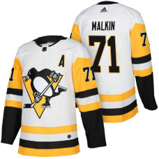 Pittsburgh Penguins #71 Evgeni Malkin White 2018 Season Authentic Team Away Jersey